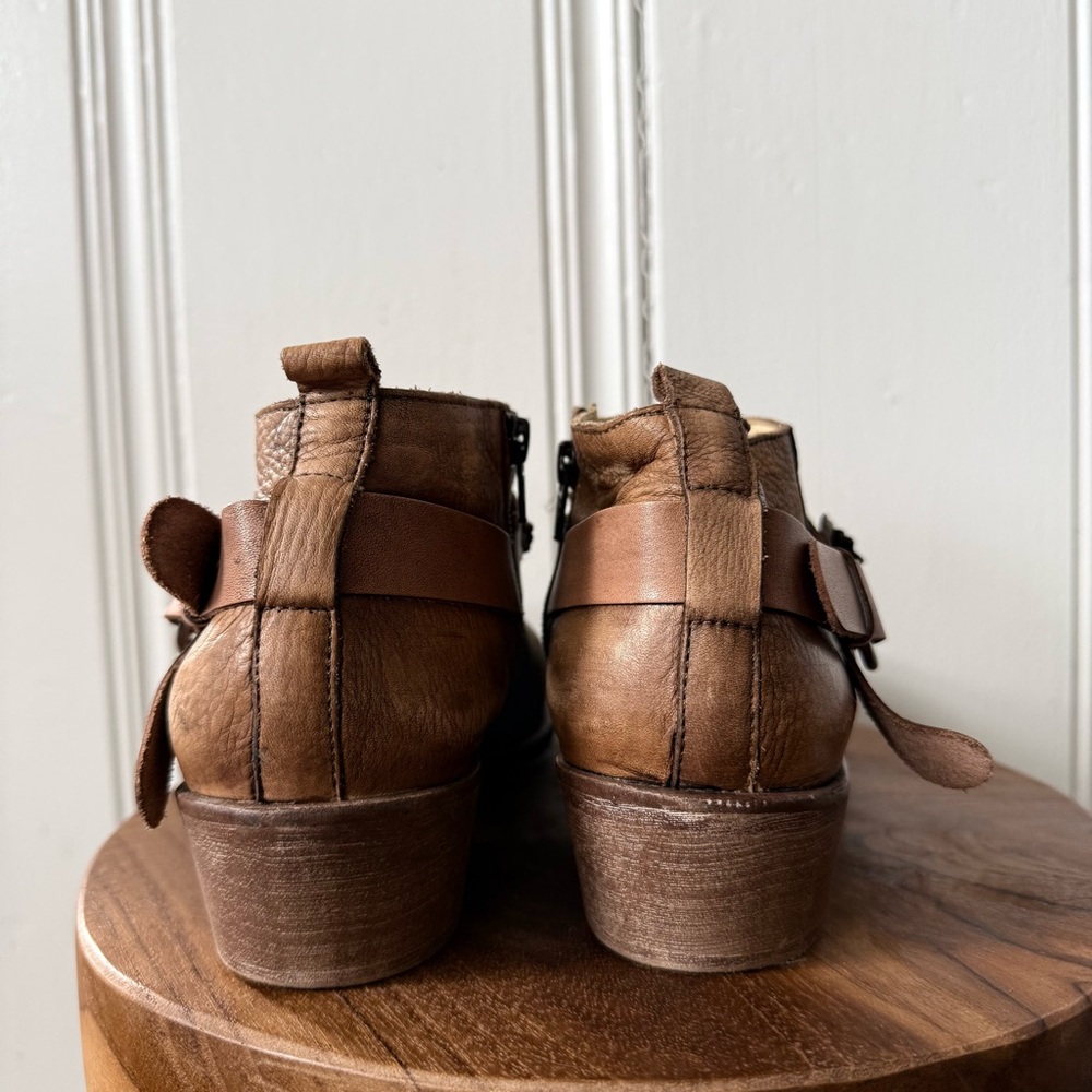 Matisse Prescott Distressed Tan Leather Western Boho Ankle Booties womens 11 - Picture 4 of 6